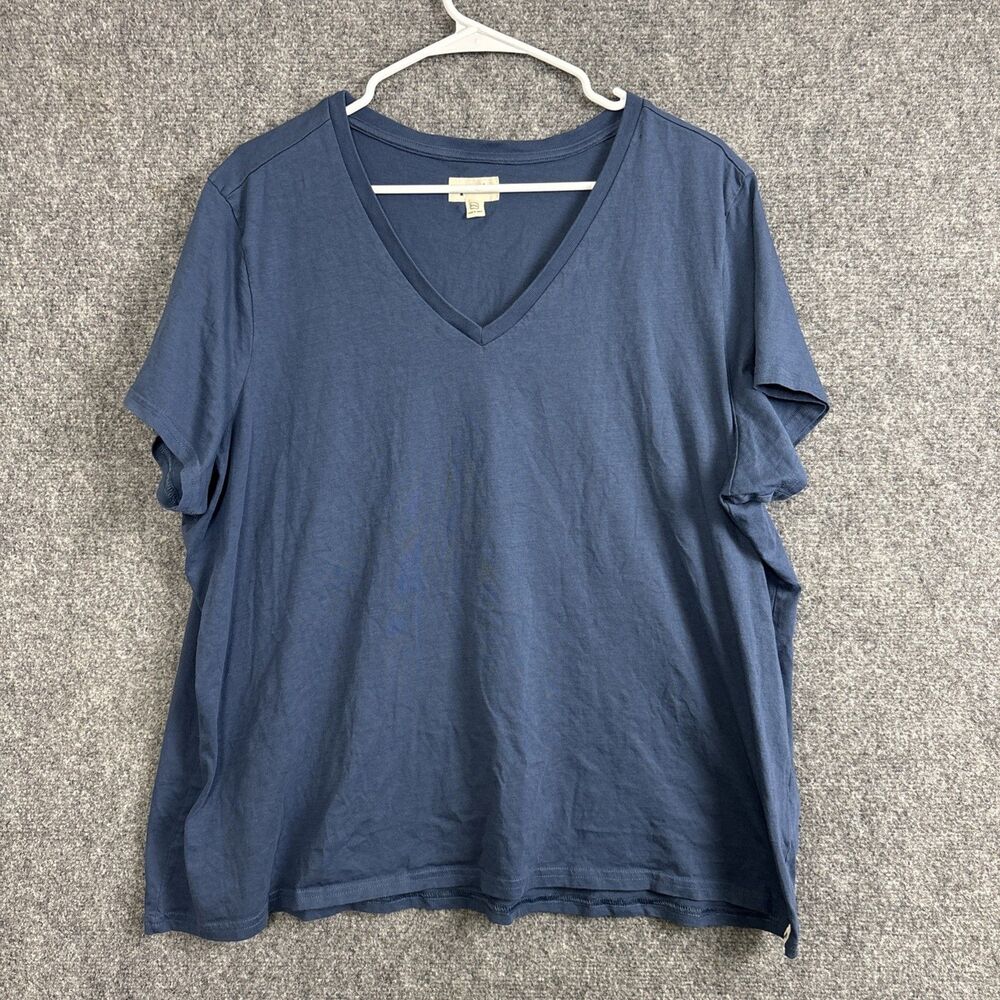 Pact Organic Top T-Shirt Womens XXXL Blue v-Neck
